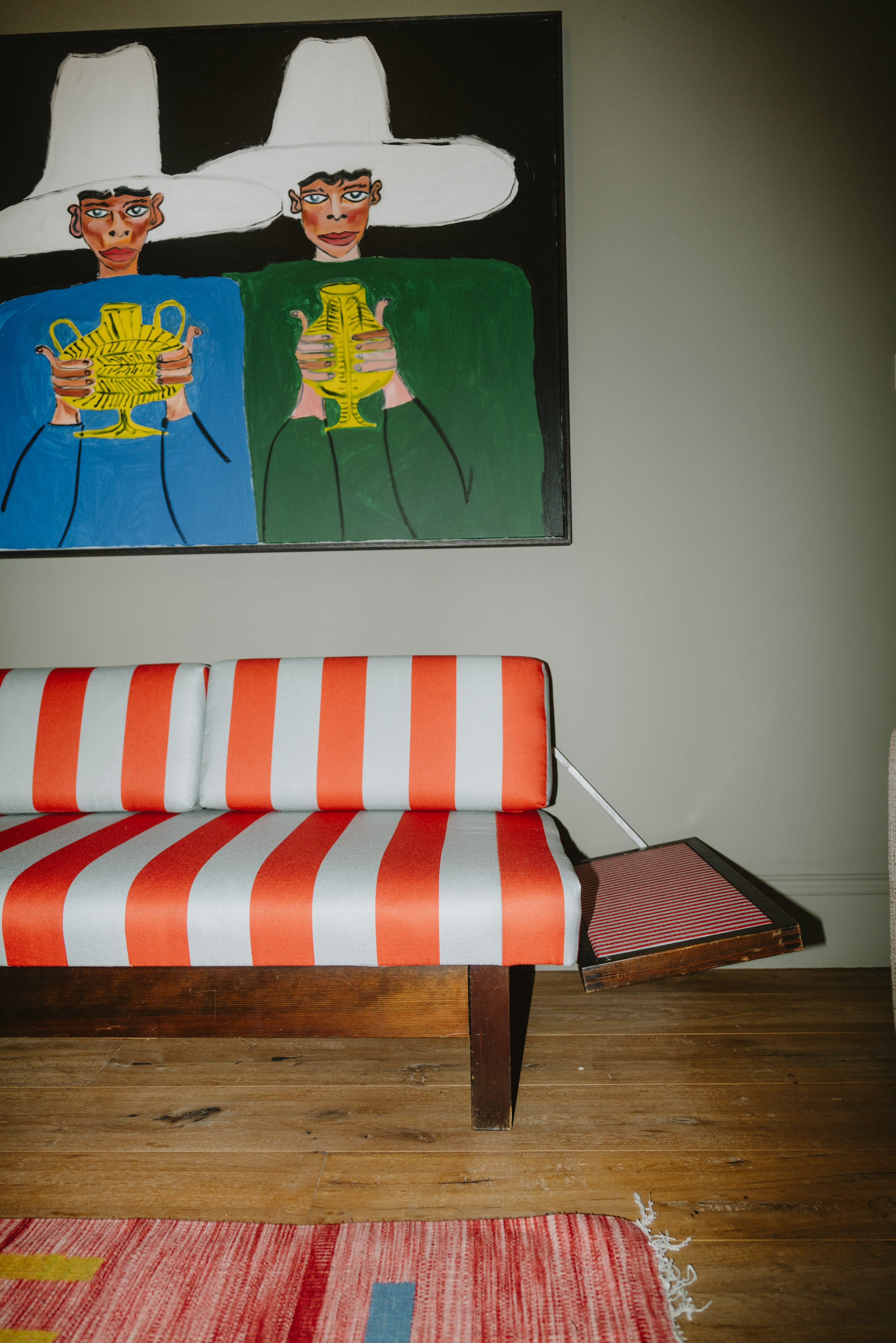 Vintage Danish Sofa in Diamond & Postbox