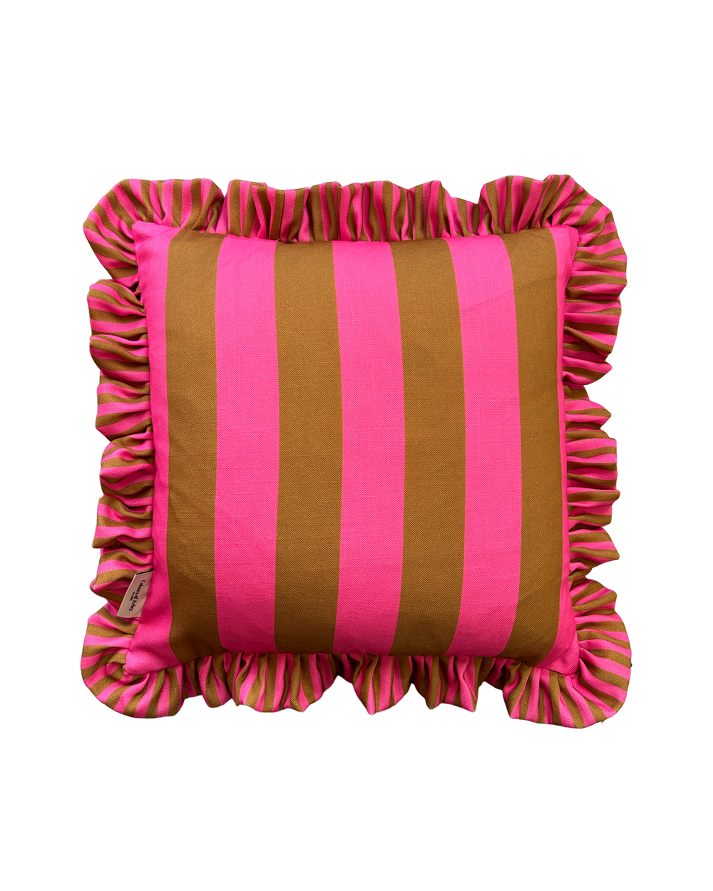 Cocktail Cushion - Stripe/Checker - Flamingo & Honey