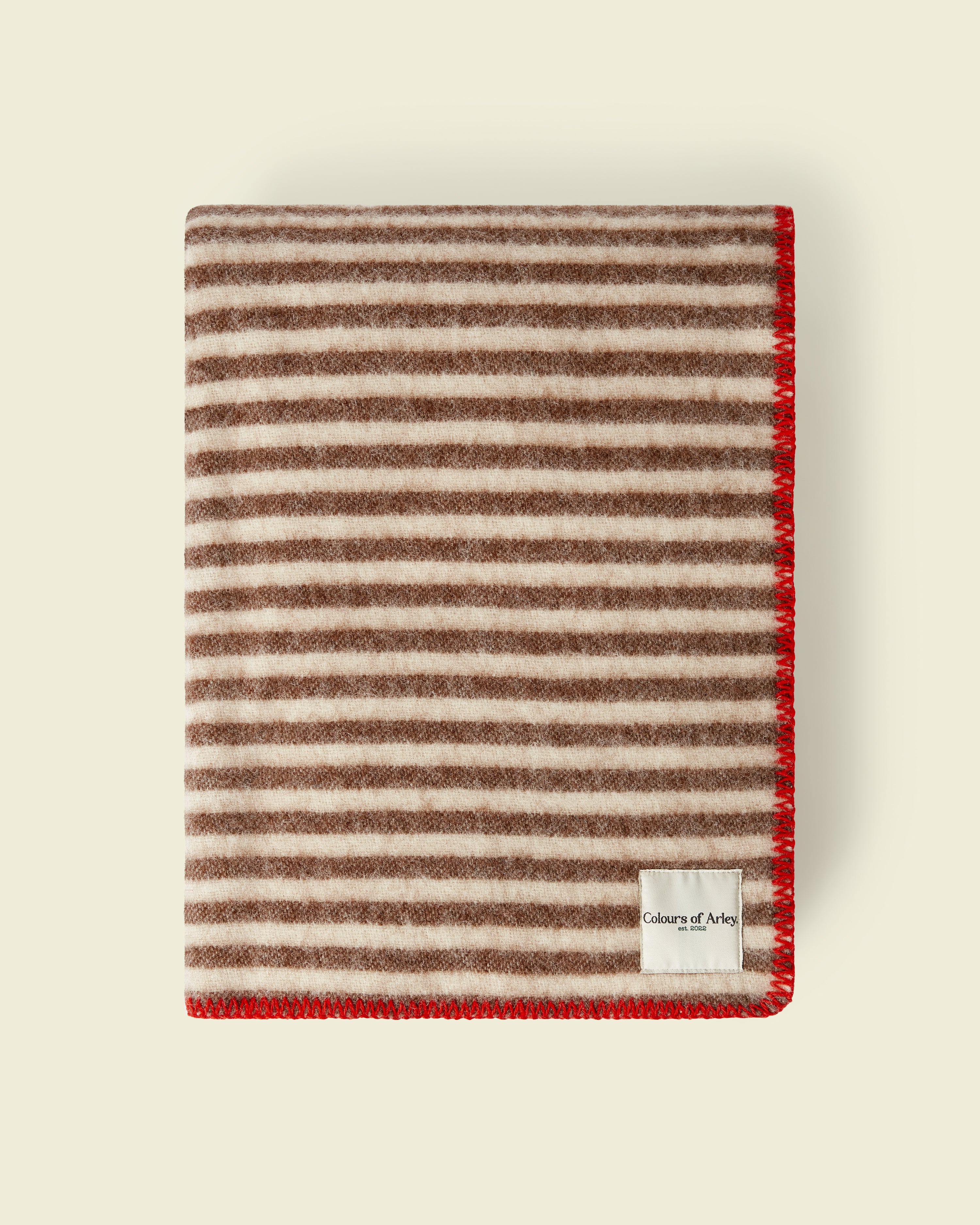 100% Wool Blanket - Nutmeg & Sawdust with Postbox Stitch
