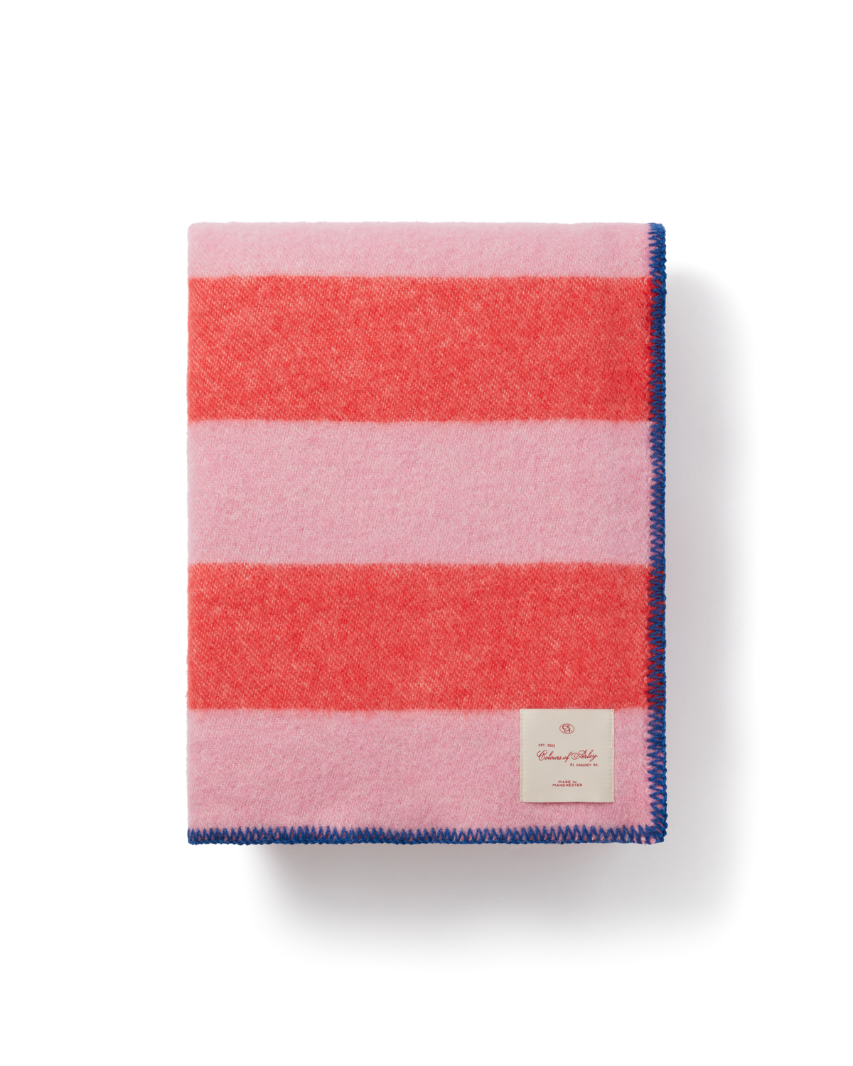 100% Wool Blanket - Ibiza & Postbox with Cobalt Stitch