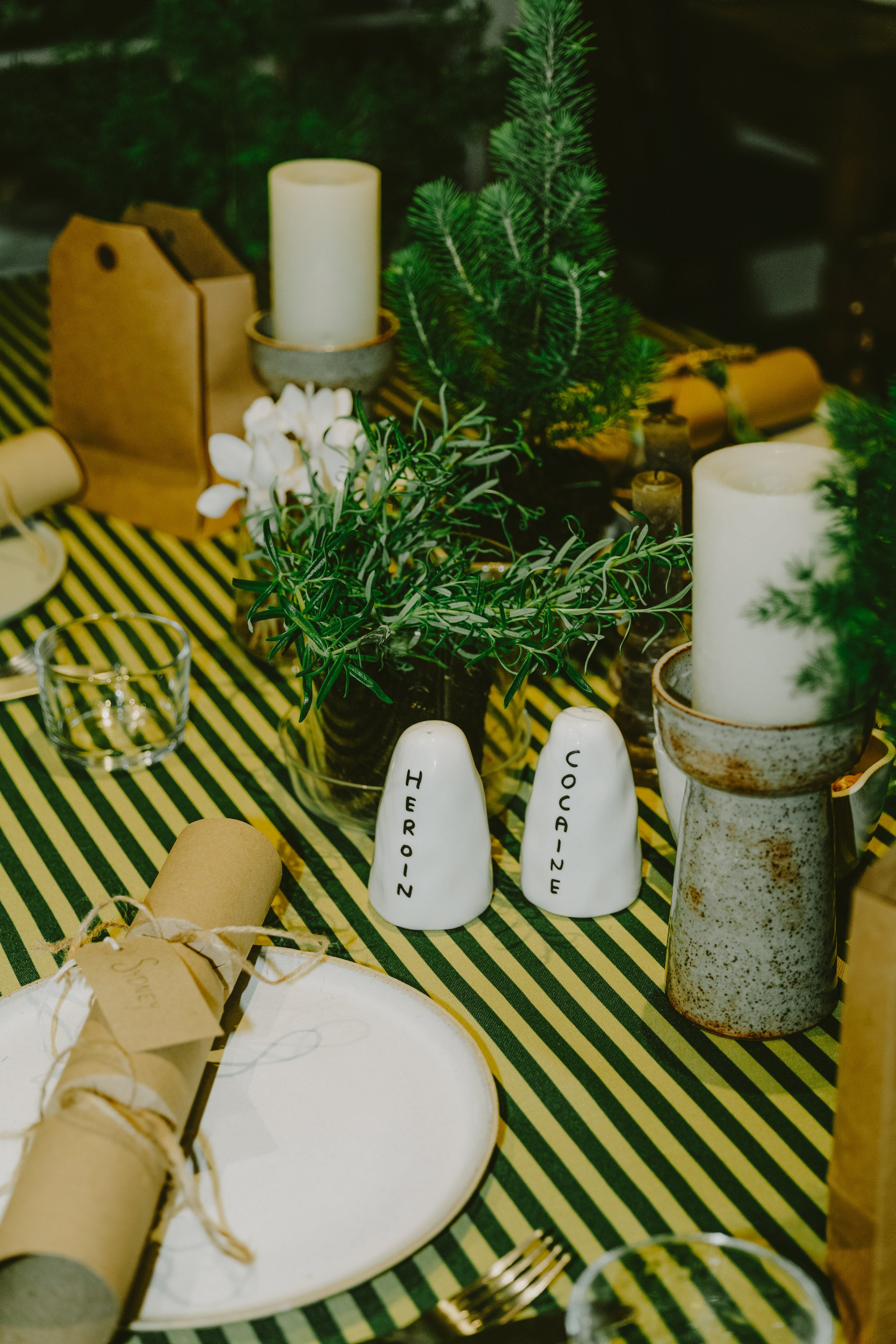 Tablecloth - Pistachio & Cypress - Skinny Stripe