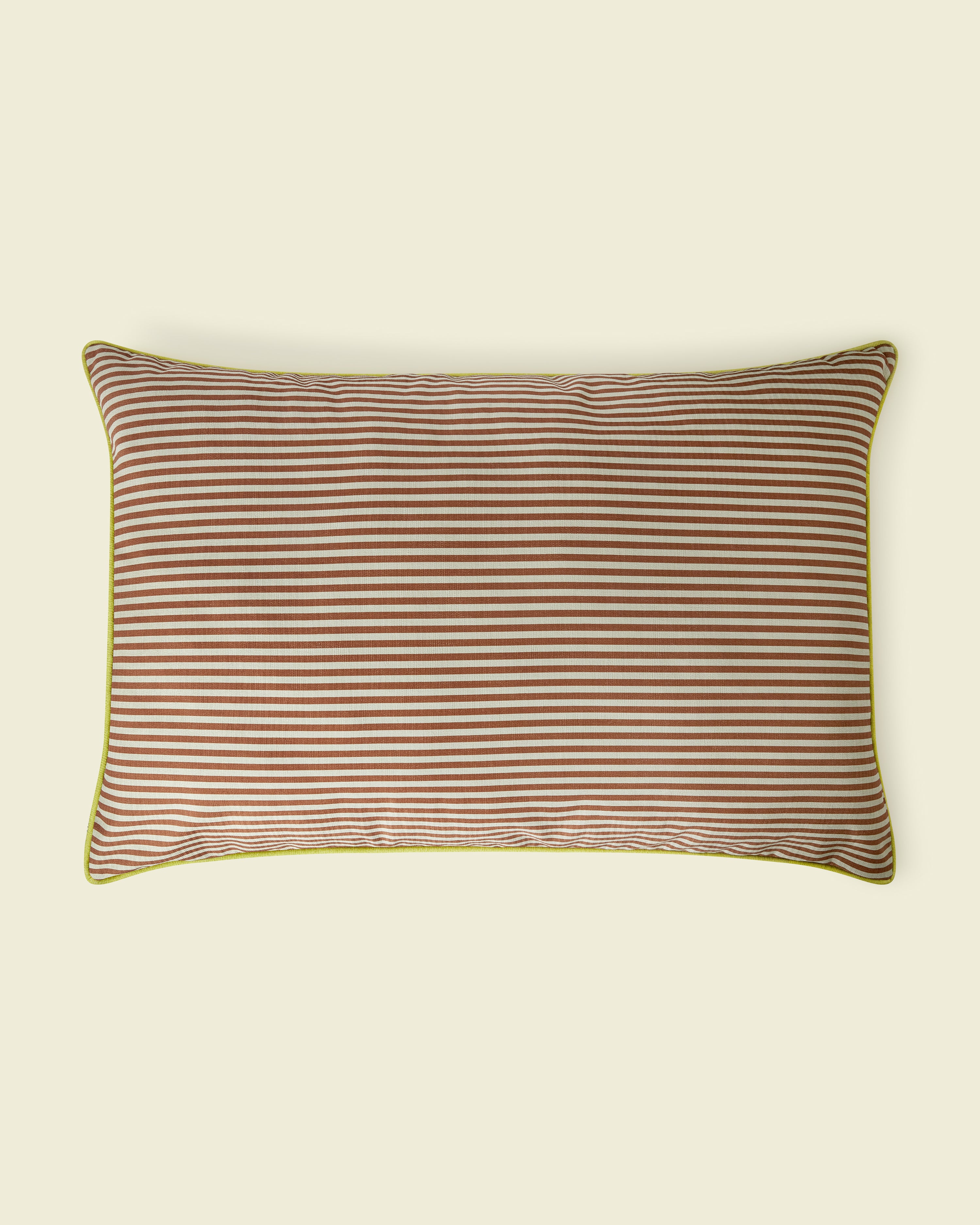 Pet Cushion - Tobacco & Crystal with Saffron Piping - Skinny Stripe
