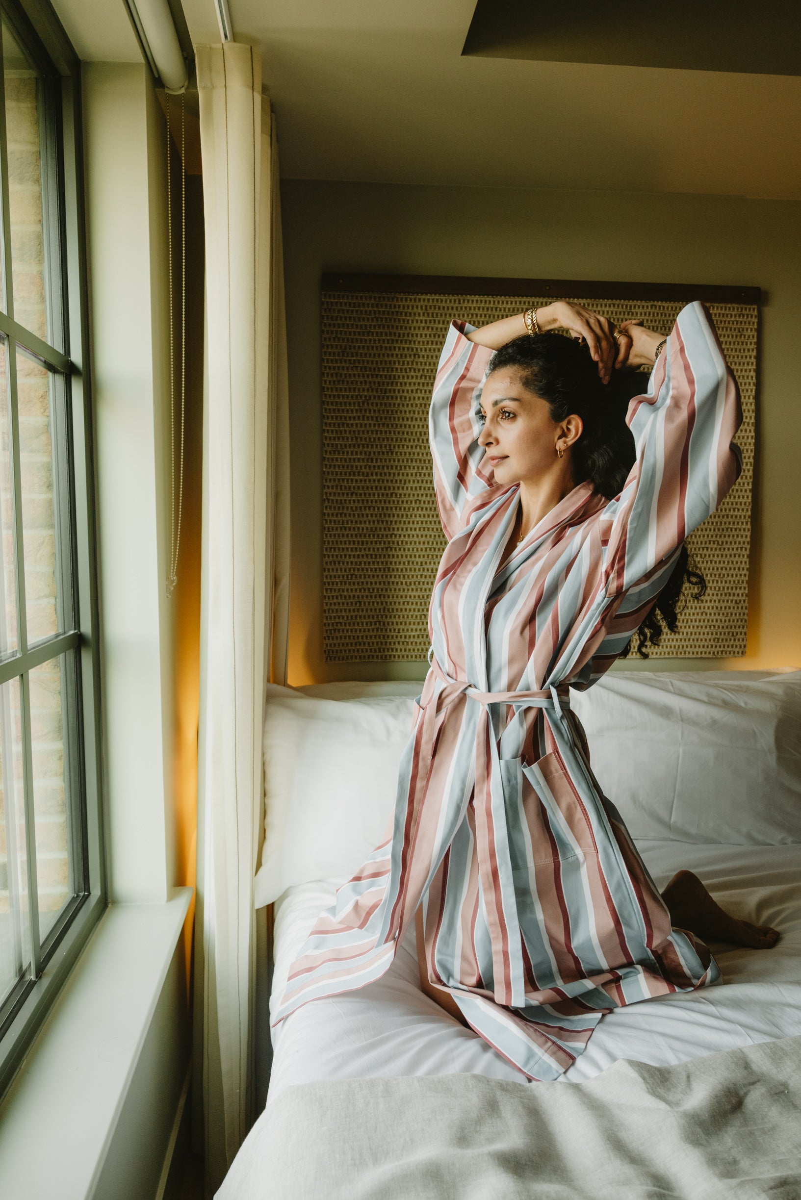 The Sicilian Robe - Diamond, Cherry & Chalk Pink