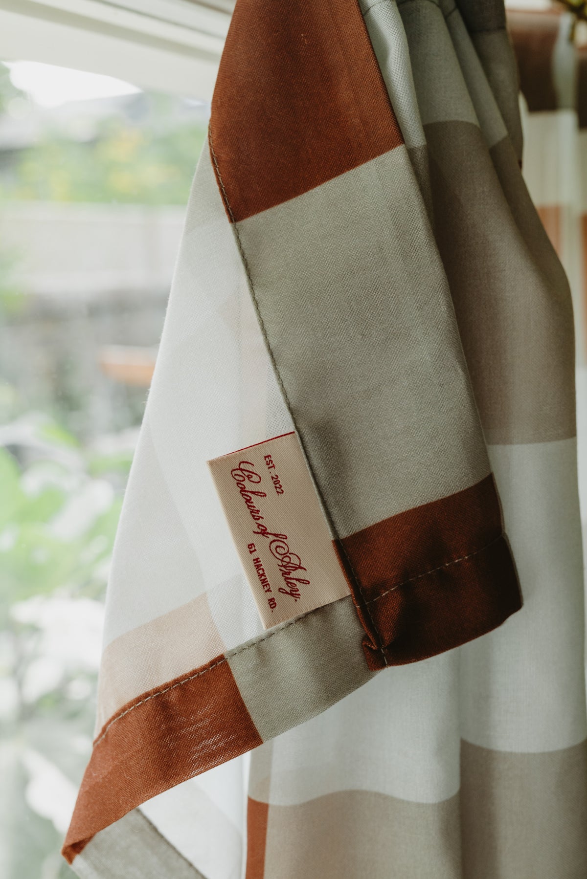 Sheer Café Curtain - Opal & Peat Gingham