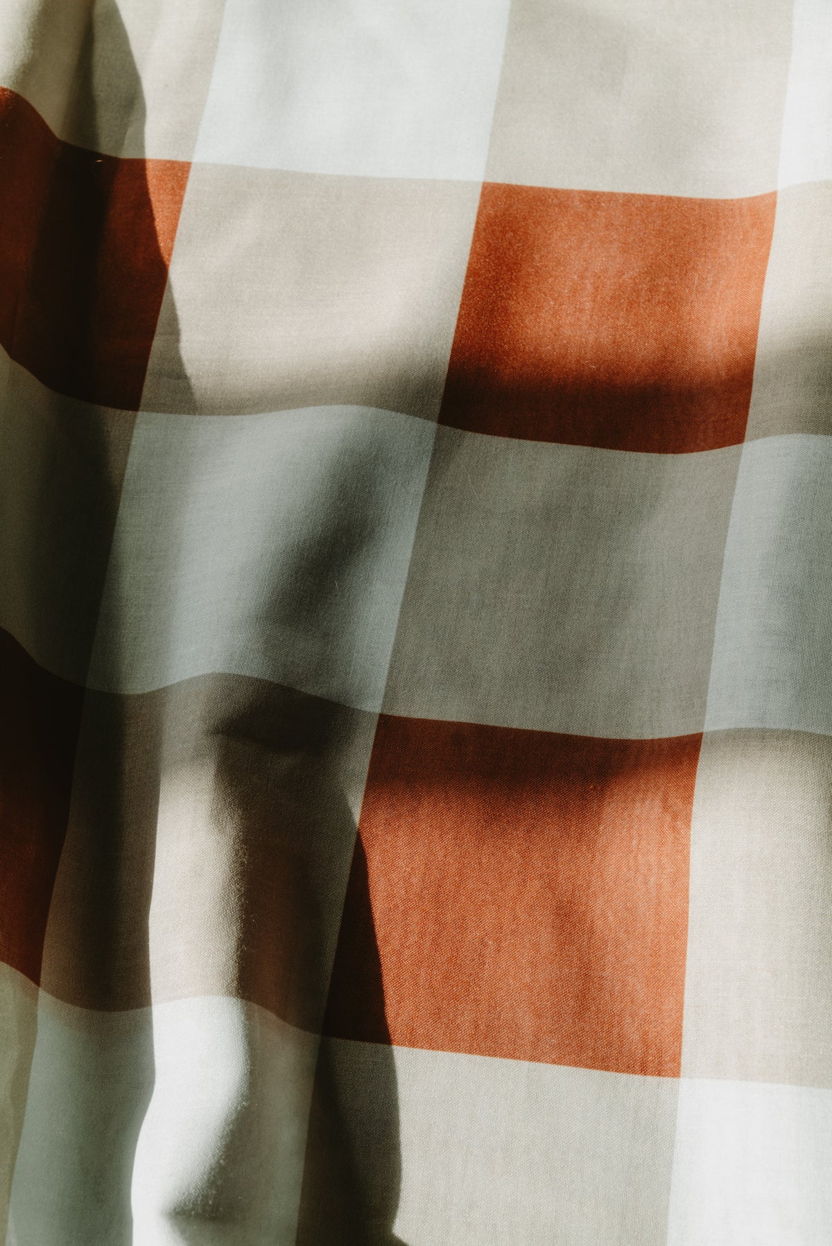 Sheer Café Curtain - Opal & Peat Gingham