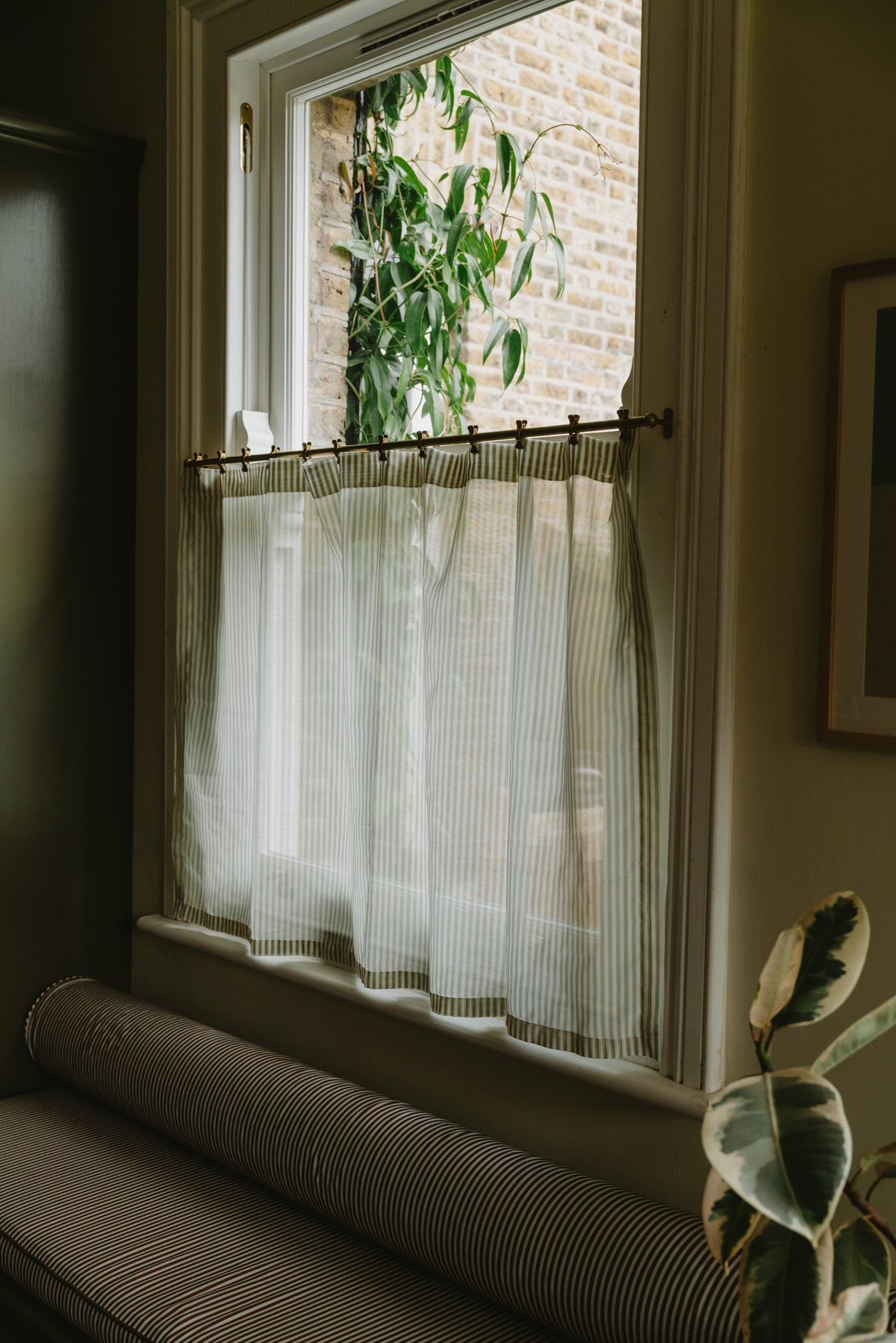 Sheer Café Curtain - Crystal & Tofu Stripe
