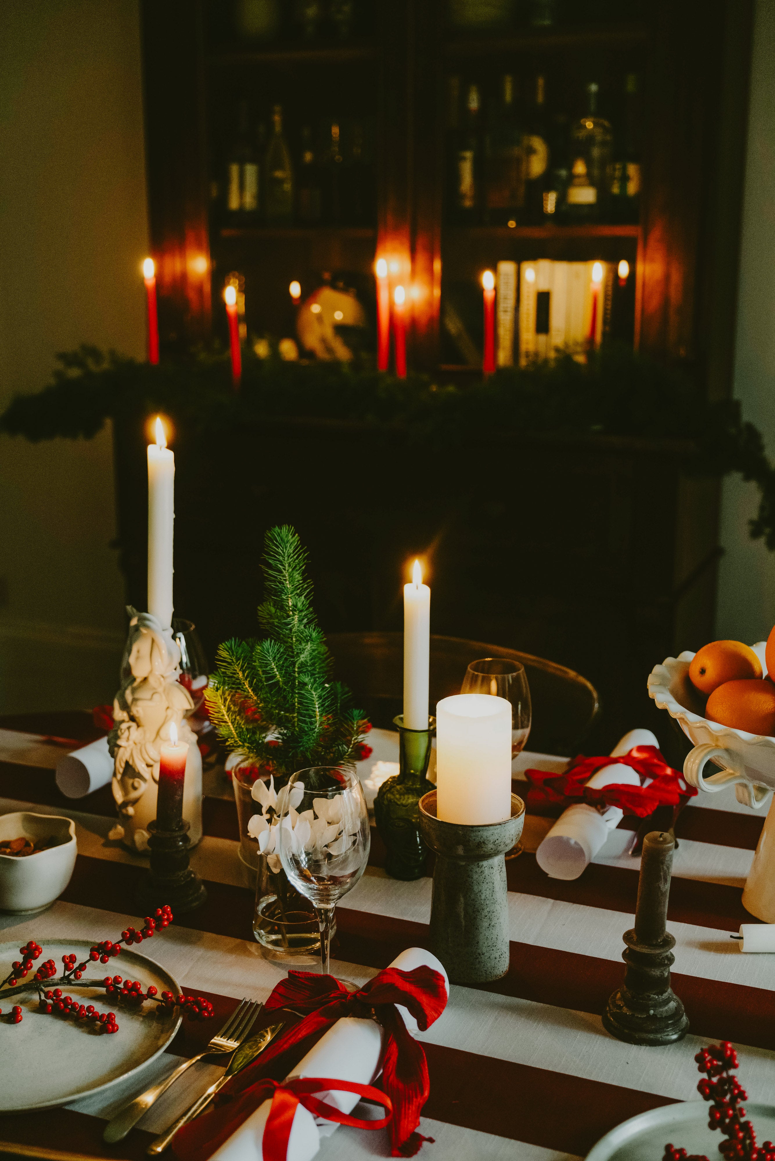 Tablecloth - Maroon & Cream Soda - Grand Stripe